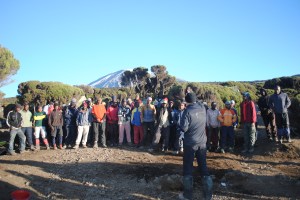 The guides, porters and 'stomach engineers', giving us a final song